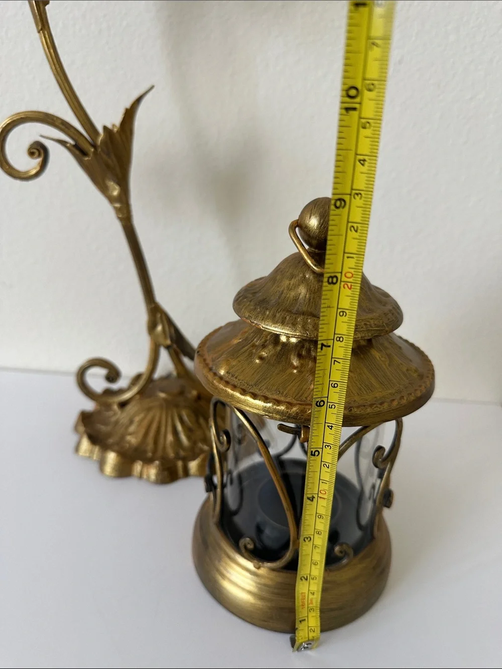Vintage Style Gold Ornate Hanging Lantern Accent Candle Holder